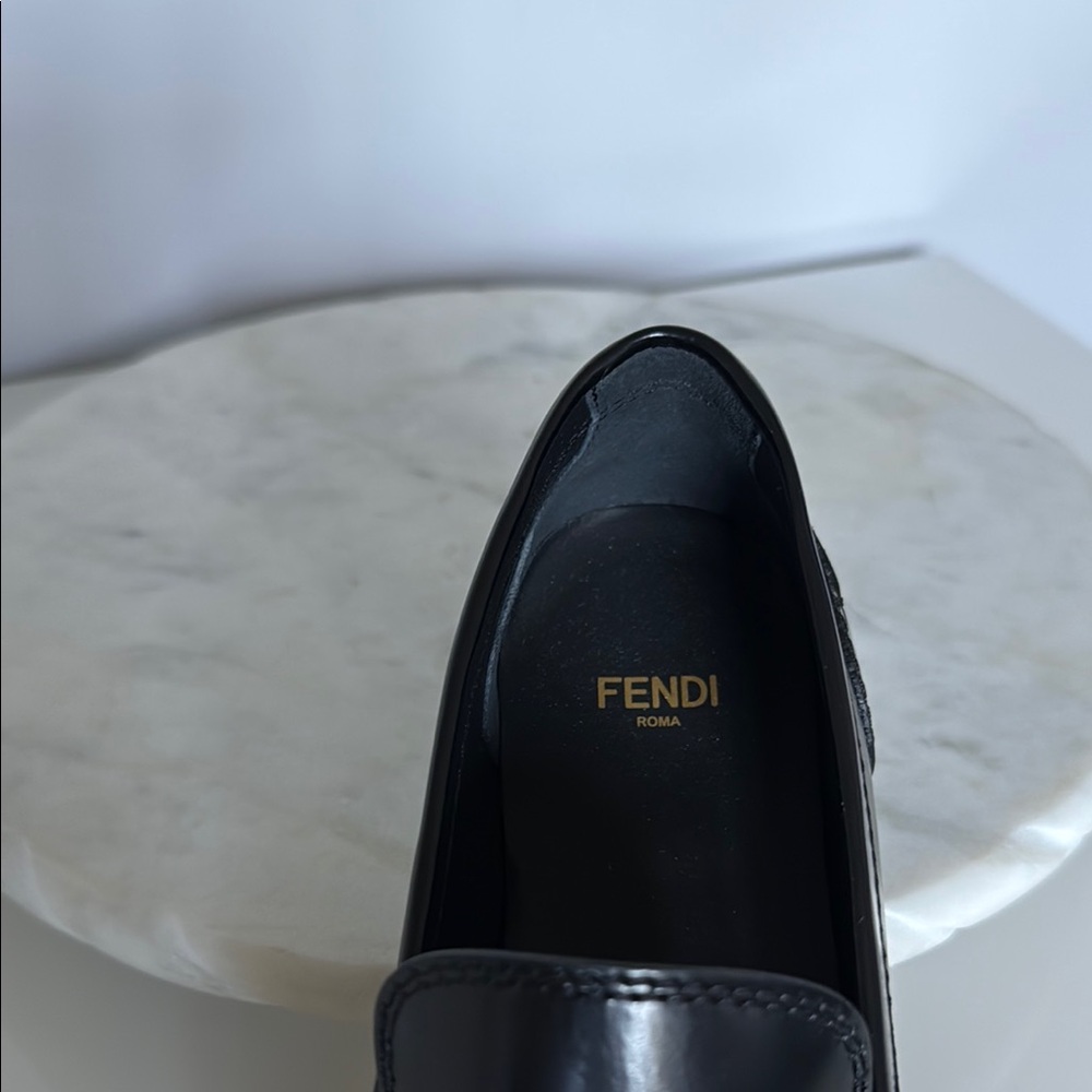 NWOT Fendi Black Leather Slip-On Loafers - IT 36 - Picture 12 of 12